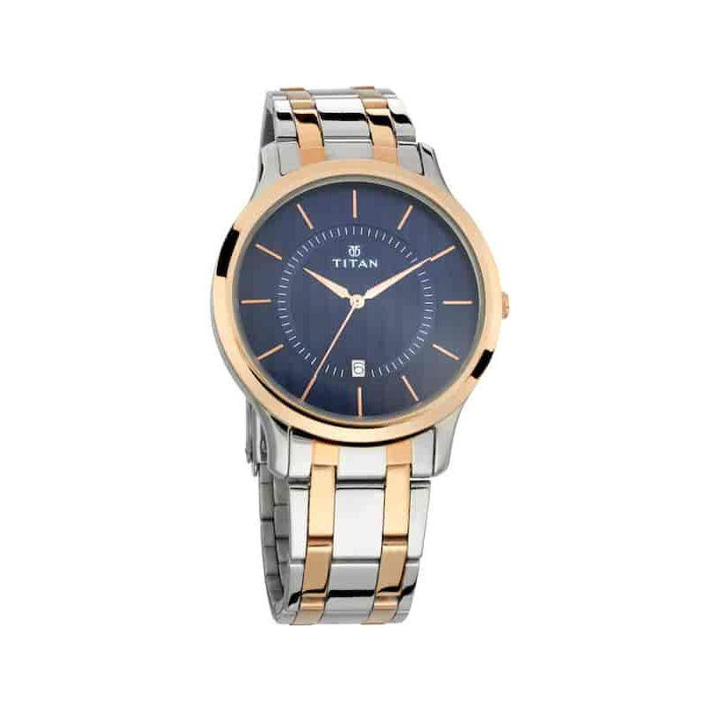 Titan 1825KM01 Analog Date Dual Tone Stainless Steel Watch for Men