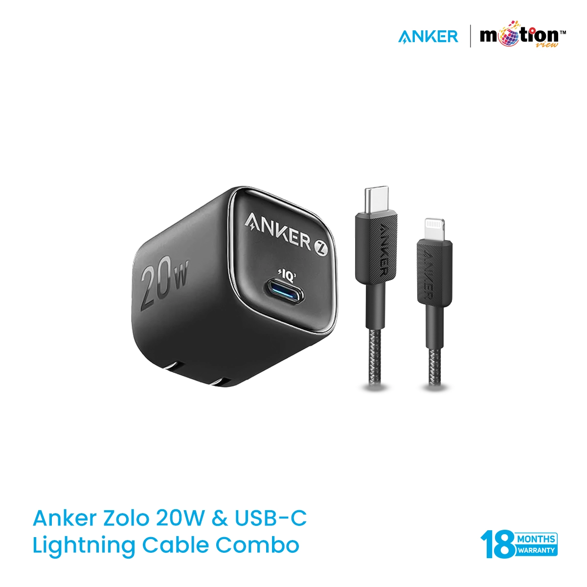 Anker Combo Zolo 20W Charger & 322 USB-C to Lightning Cable