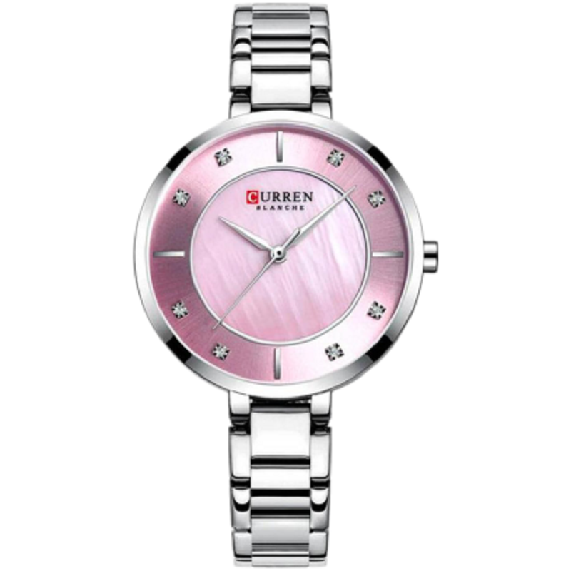CURREN C9051L Quartz Stainless Steel Strap Women Wristwatch – Silver & Pink