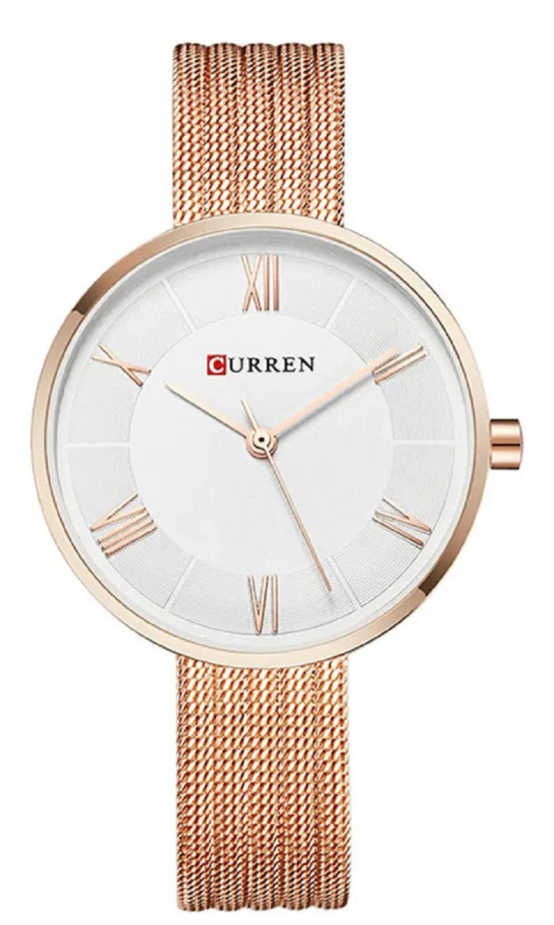 CURREN C9020SL Classic Chain Watch for Women – Rose Gold & White