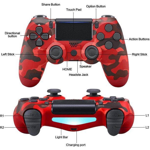 PS4 DualShock 4 Wireless Controller for PlayStation 4 (A Grade) - Red Camo