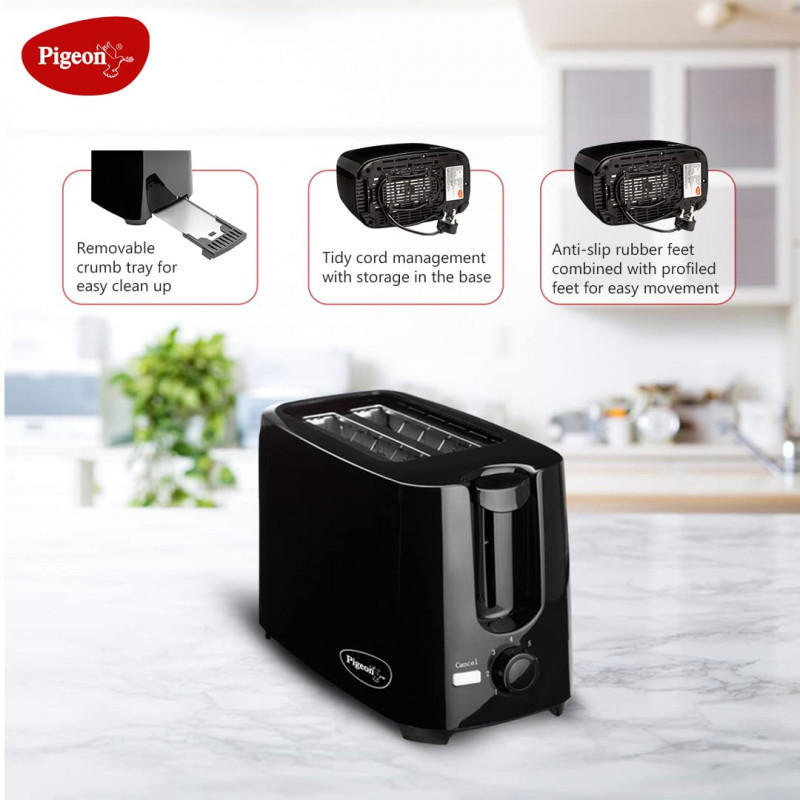 Pigeon Auto Pop up Toaster 12470 2 Slice (750 Watt) (black)