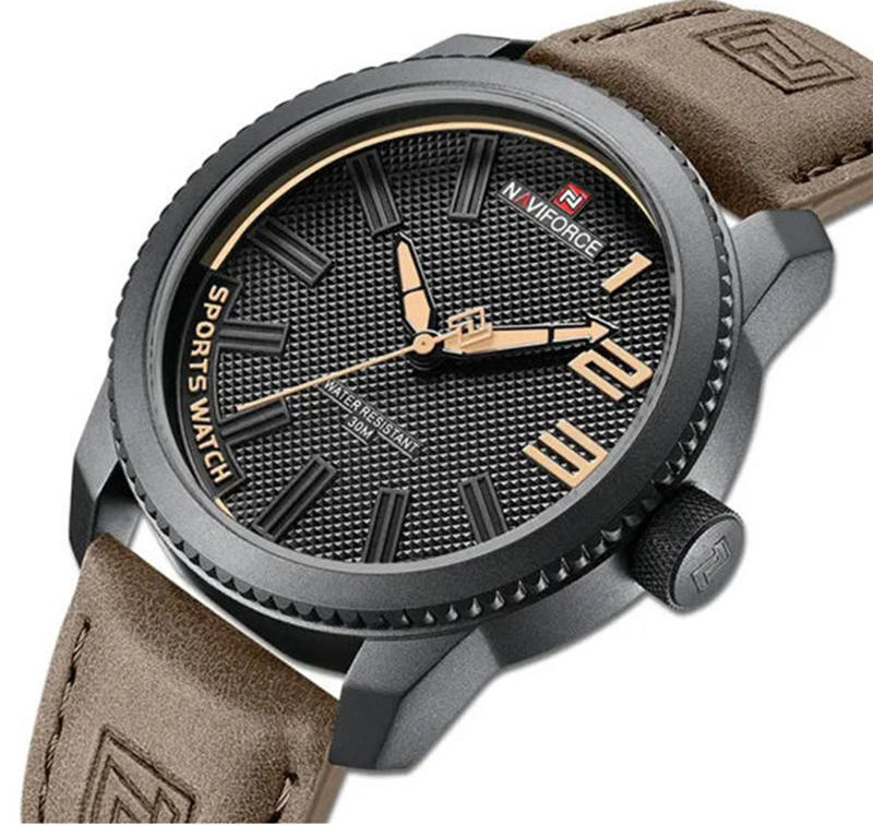 NAVIFORCE 9202 Casual Quartz Men Analog Wristwatch- Brown Black