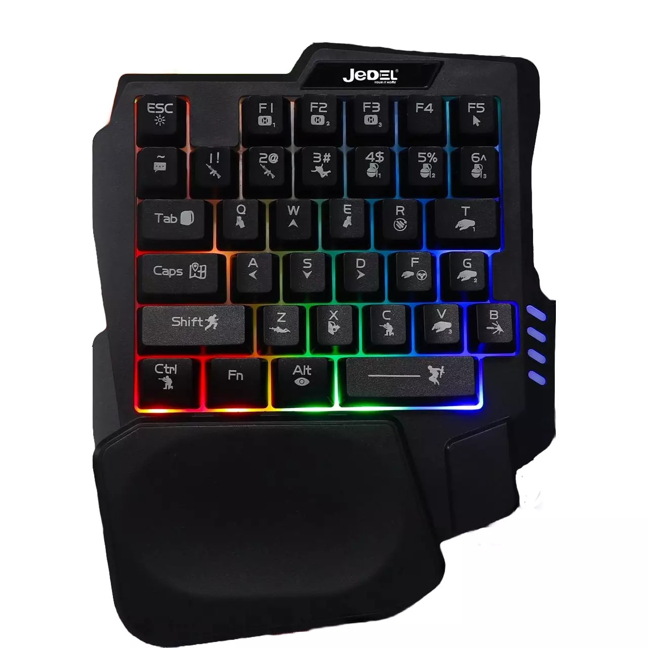 Jedel K601 RGB Portable Mini 35 Keys Single Hand Wired Gaming Keyboard with Anti-Ghosting & Wrist Support