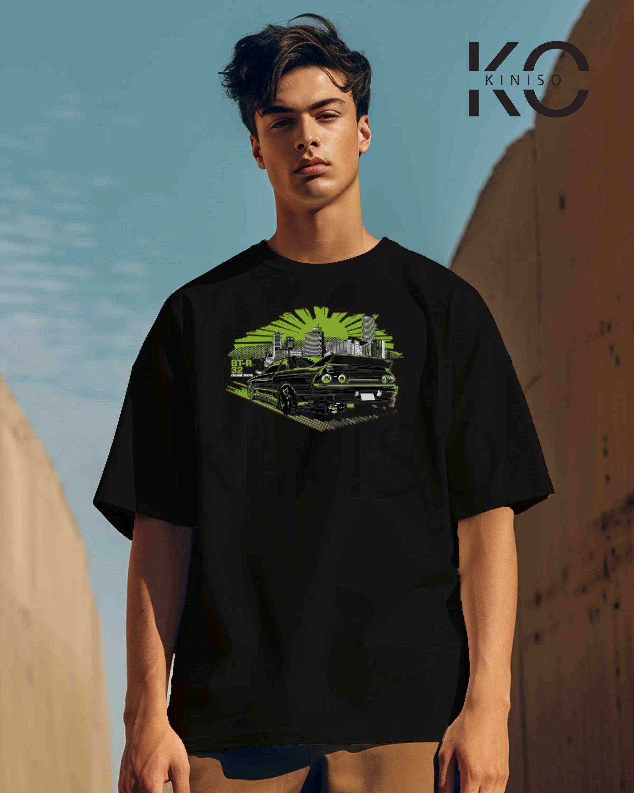 Graphic vehicle t shirt for men with Street Racing Car Tail Design Printed
