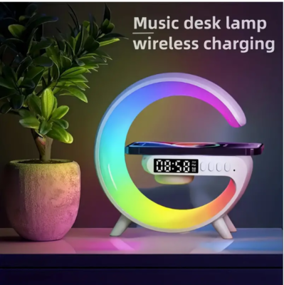 G63 Multicolor LED Moon Design Alarm Clock with Wireless Charging & Digital Display – Stylish Night Lamp & Phone Stand