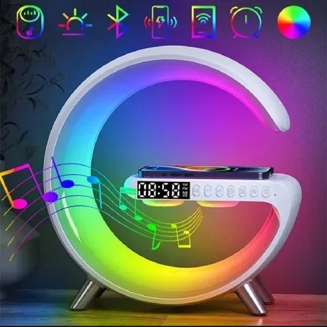 G63 Multicolor LED Moon Design Alarm Clock with Wireless Charging & Digital Display – Stylish Night Lamp & Phone Stand