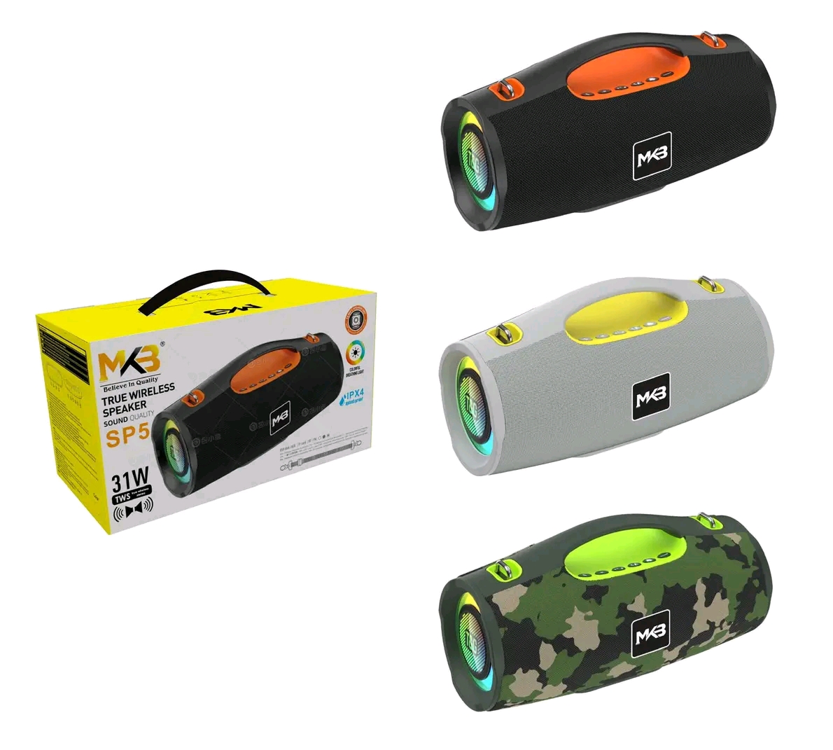 MKB SP5 True Wireless Speaker With LED Light Bluetooth Stereo Bass