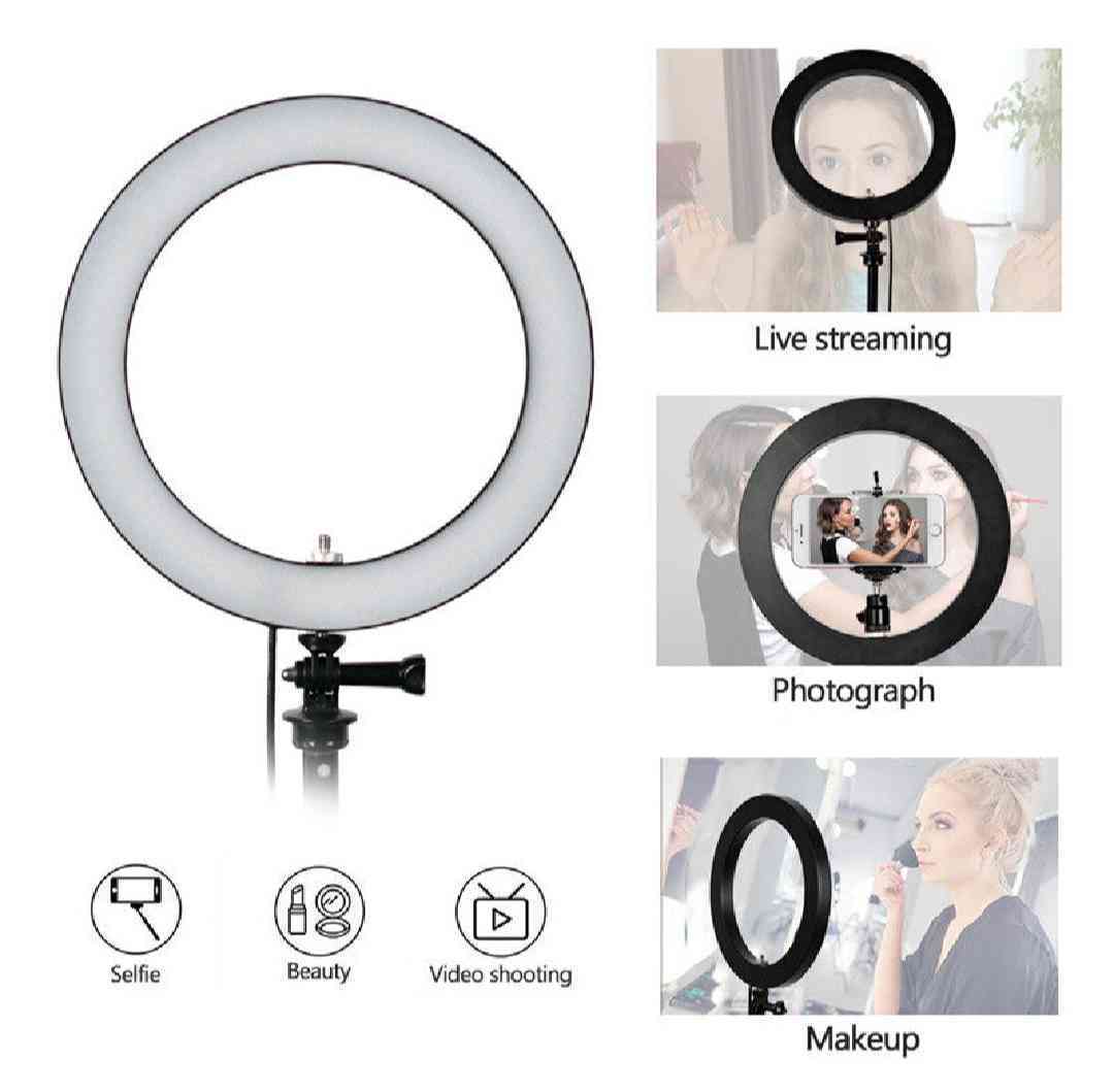 ১২ ইঞ্চি রিং লাইট ট্রাইপড স্ট্যান্ডসহ-12″ ring light with tripod stand & phone holder