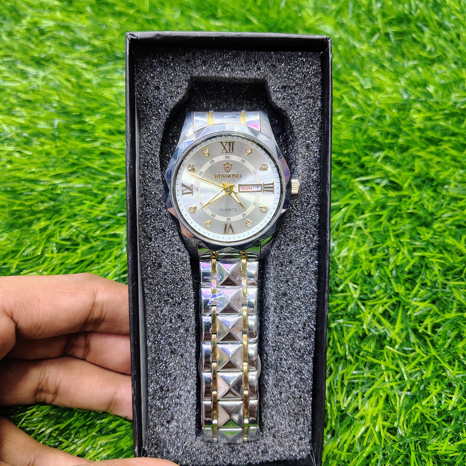 BINBOND 2521 Luxury Brand Luminous Quartz Watch For Men (silver)