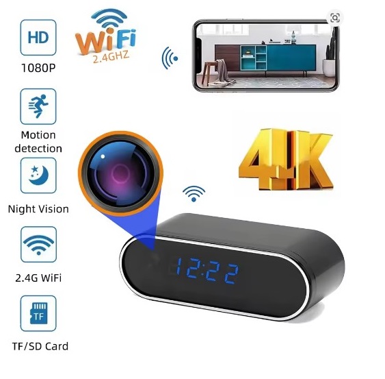 Table Clock Wi-Fi Night Vision Hidden Camera