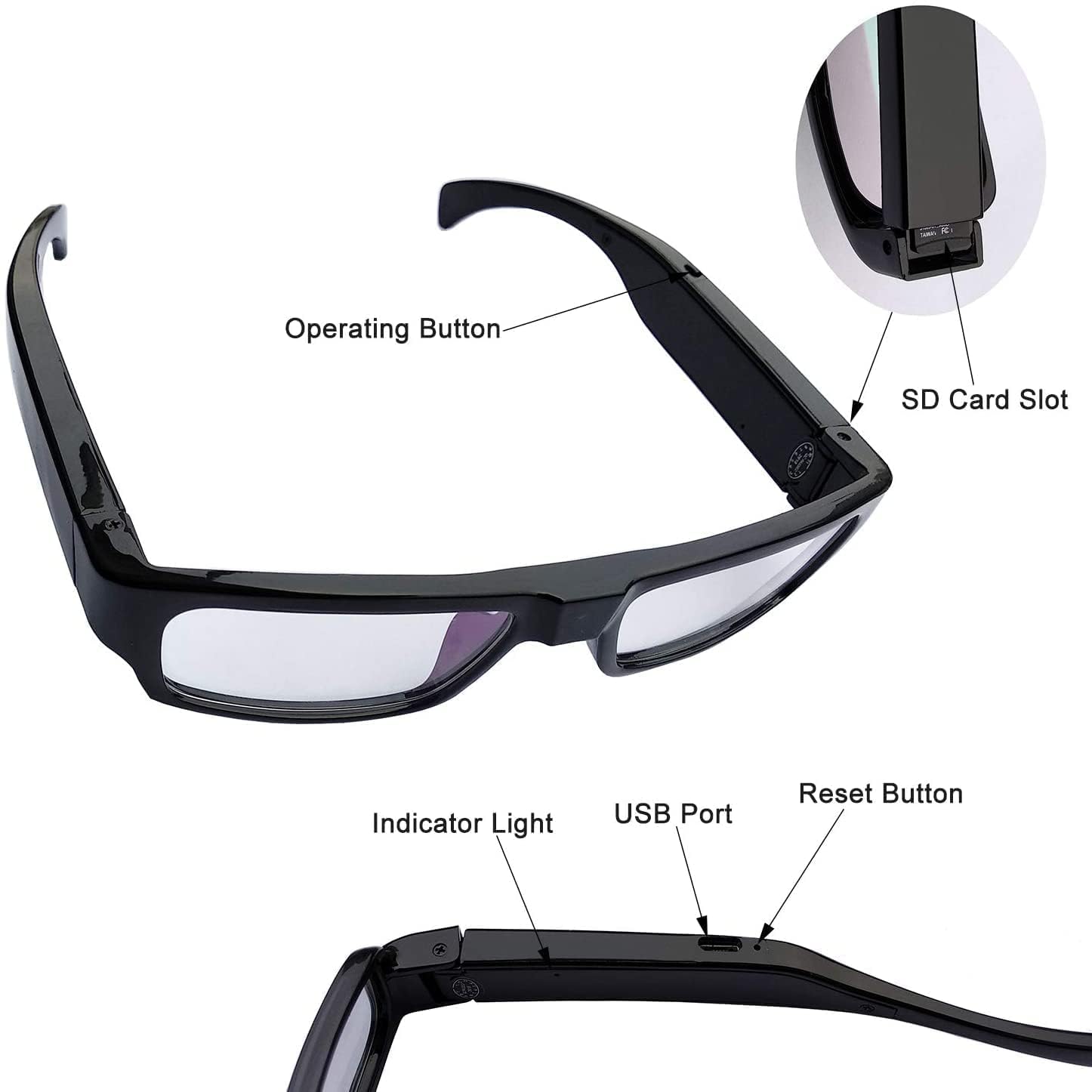 Spy Camera Glasses with Video Digital Camcorder Support Up to 32GB TF Card Fashion