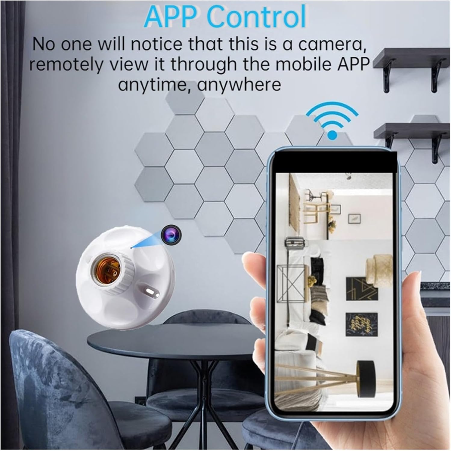 HD Bulb Socket Base Wireless IP Camera Lamp Holder Security Lens Spy Cam