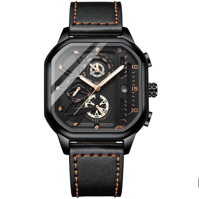 Trsoye Fashionable Black leather belt wrist Watch