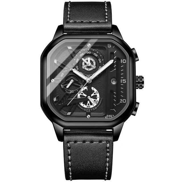 Trsoye Fashionable Black leather belt wrist Watch