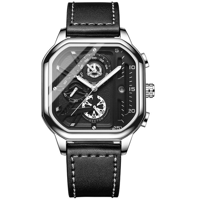 Trsoye Fashionable Black leather belt wrist Watch