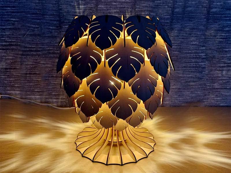 Laser cut monstera table lamp