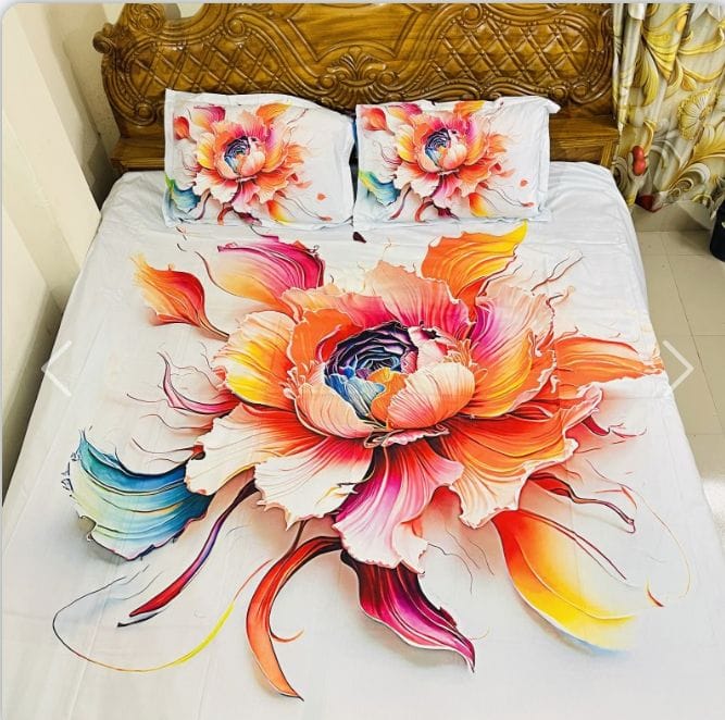 3D প্রিন্ট বেডশিট সেট + বালিশ কভার