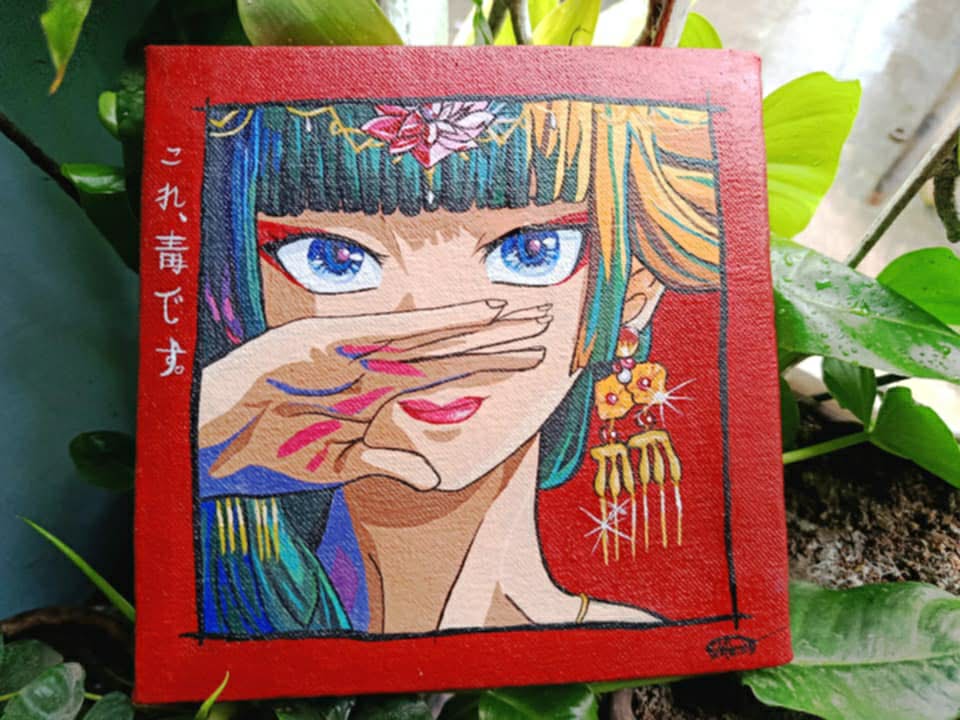 MAO MAO Handmade Canvas Painting (11×11 inch)