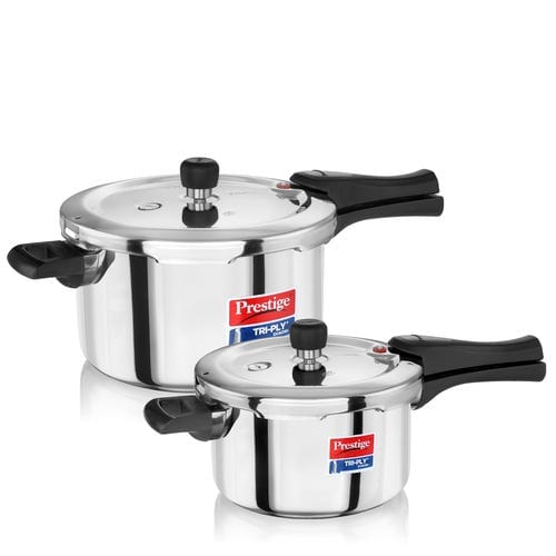 Prestige Triply Outer Lid Induction Compatible Pressure Cooker |Stainless Steel| Deep Lid Spillage Control | Even heat distribution- 6 Ltrs