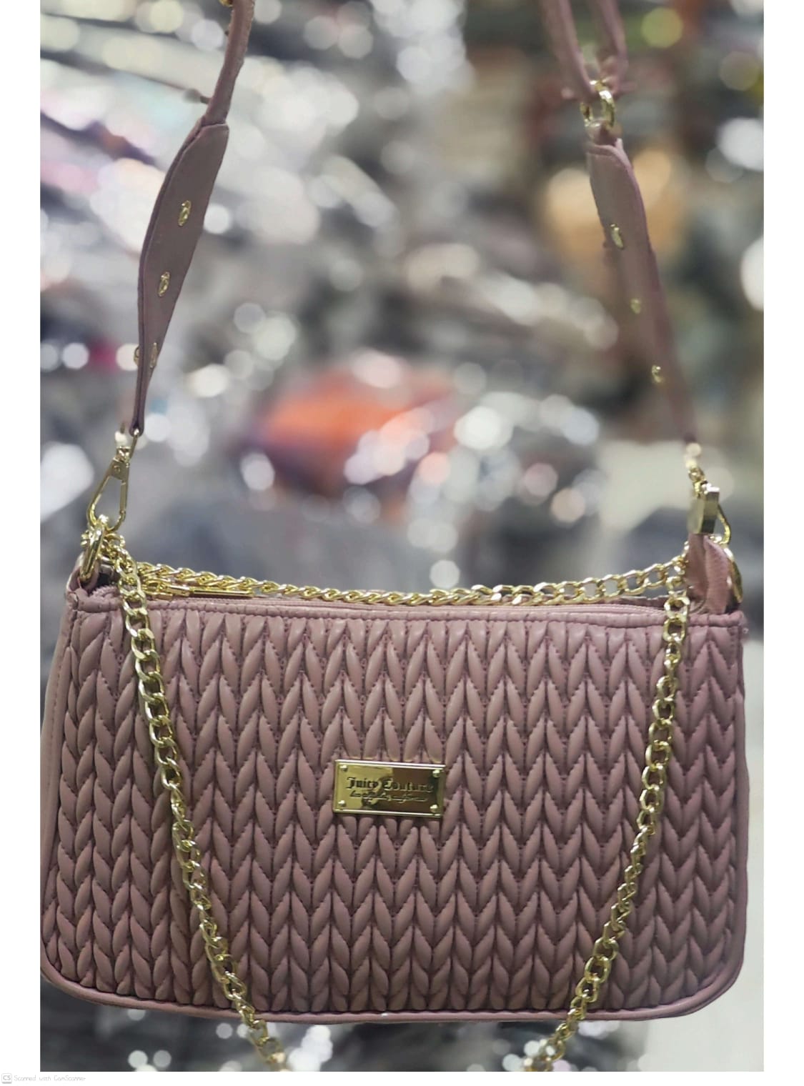 Premium Chain Shoulder Bag – White / Pink / Mint
