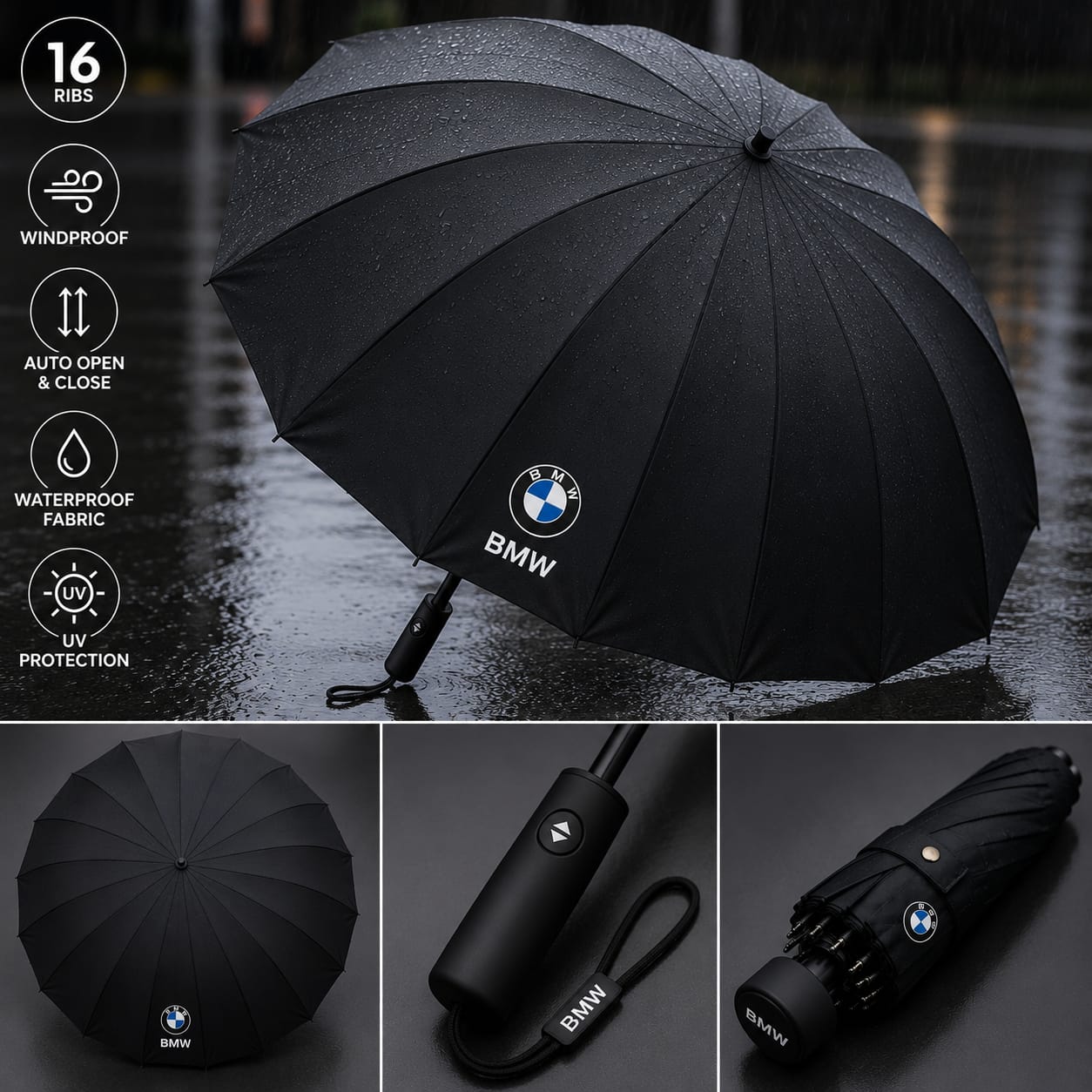 BMW Auto Open And Auto Close Umbrella 16 Ribs