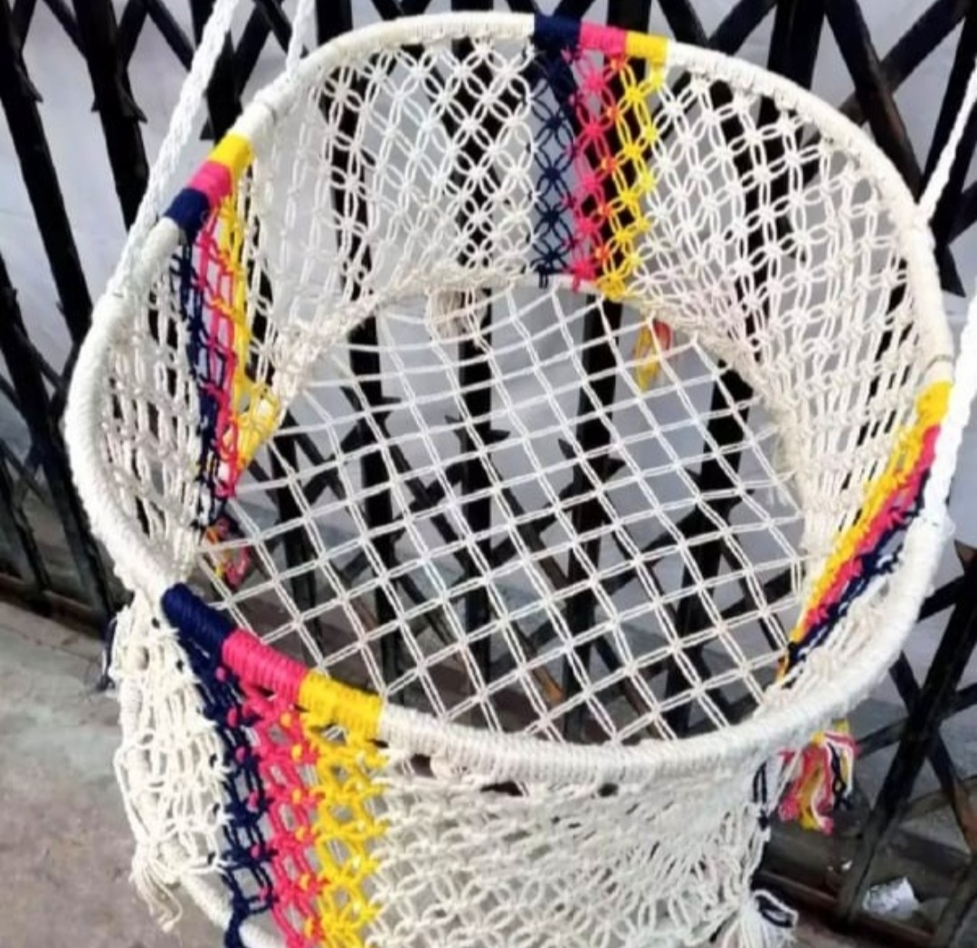 Jute Made Big Size Premium Handmade Dolna/Cradle Duble Febric Big Round 0-3 Years For Baby Multicolor-1 Piece