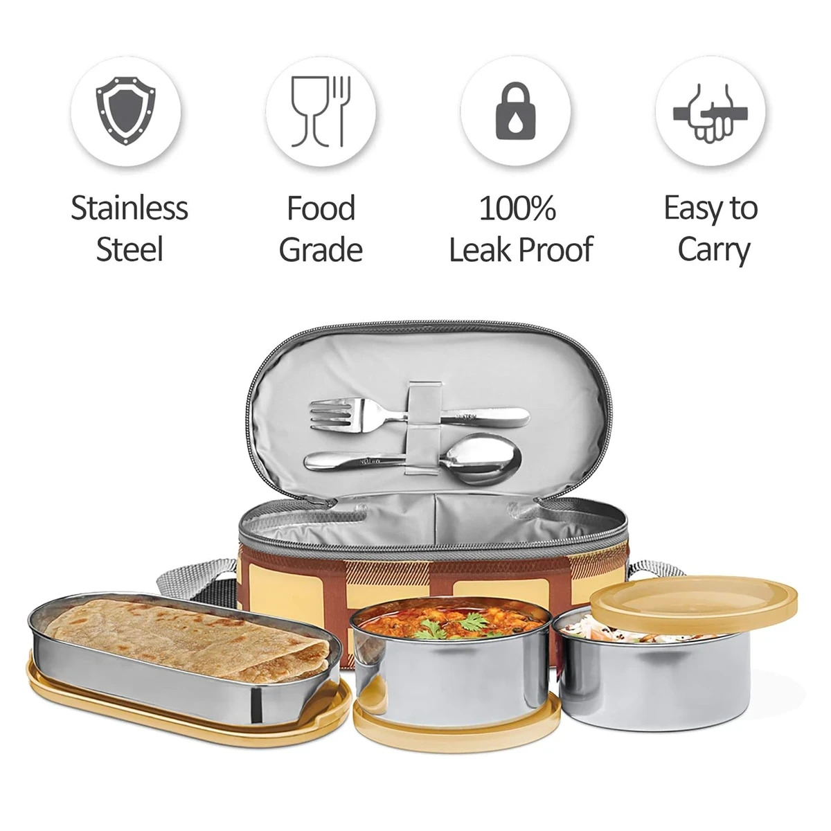 MILTON Corporate Lunch Stainless Steel Containers Set of 3