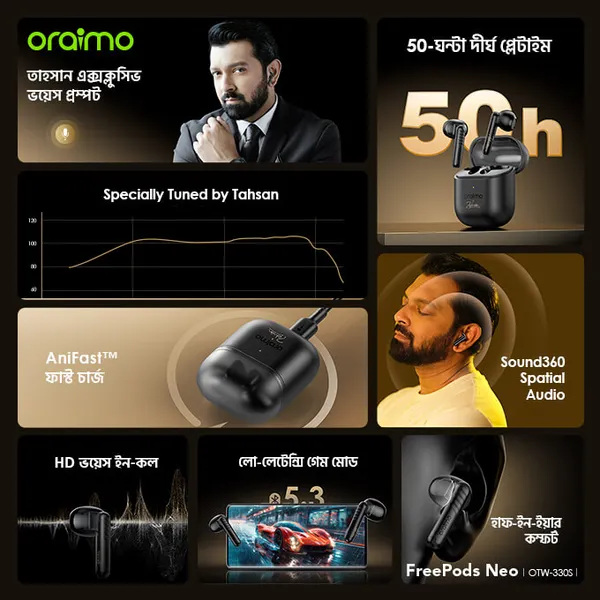 oraimo FreePods Neo x Tahsan True Wireless Earbuds