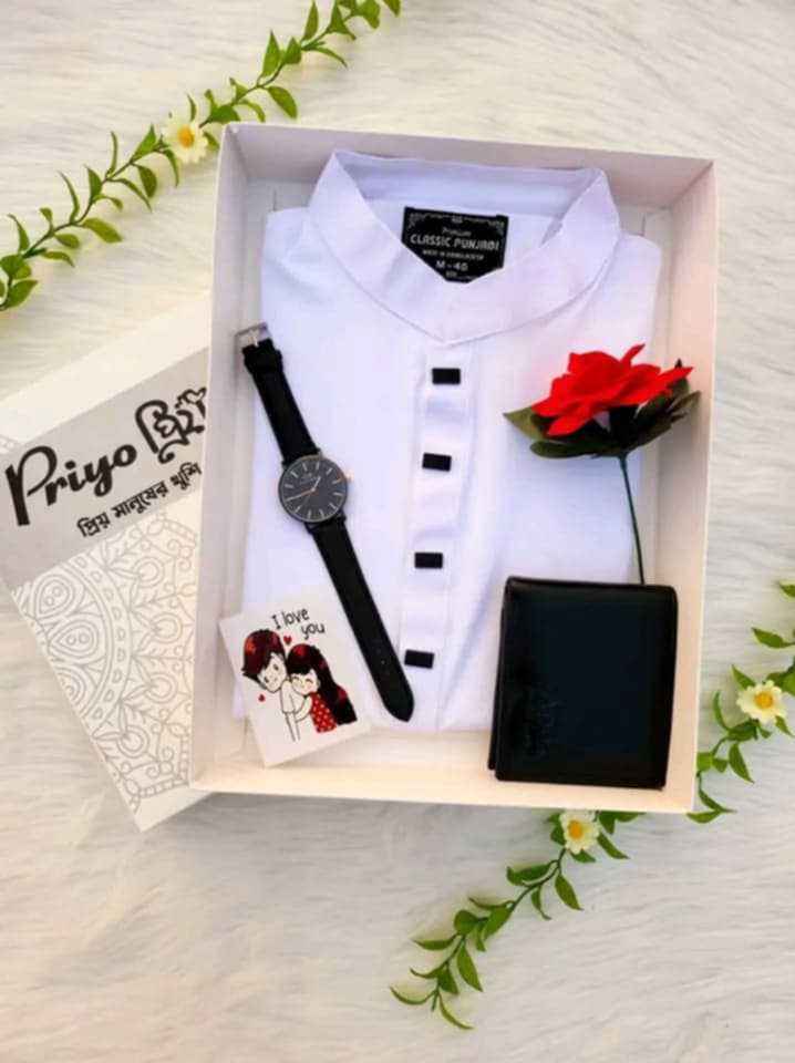 Full package e thakche cotton with snub button panjabi