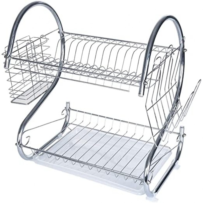 2 Layer Dish Drainer Rack Stainless