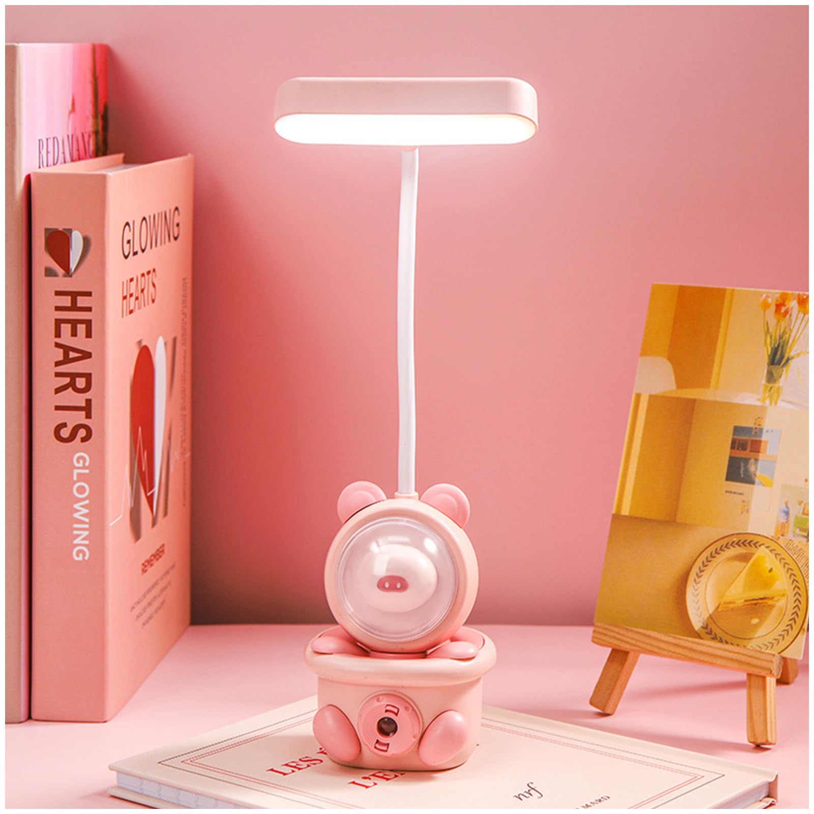 LED Night Light with Pencil Sharpener, Lampshade, Rabbit Shape Eye Protection for Reading