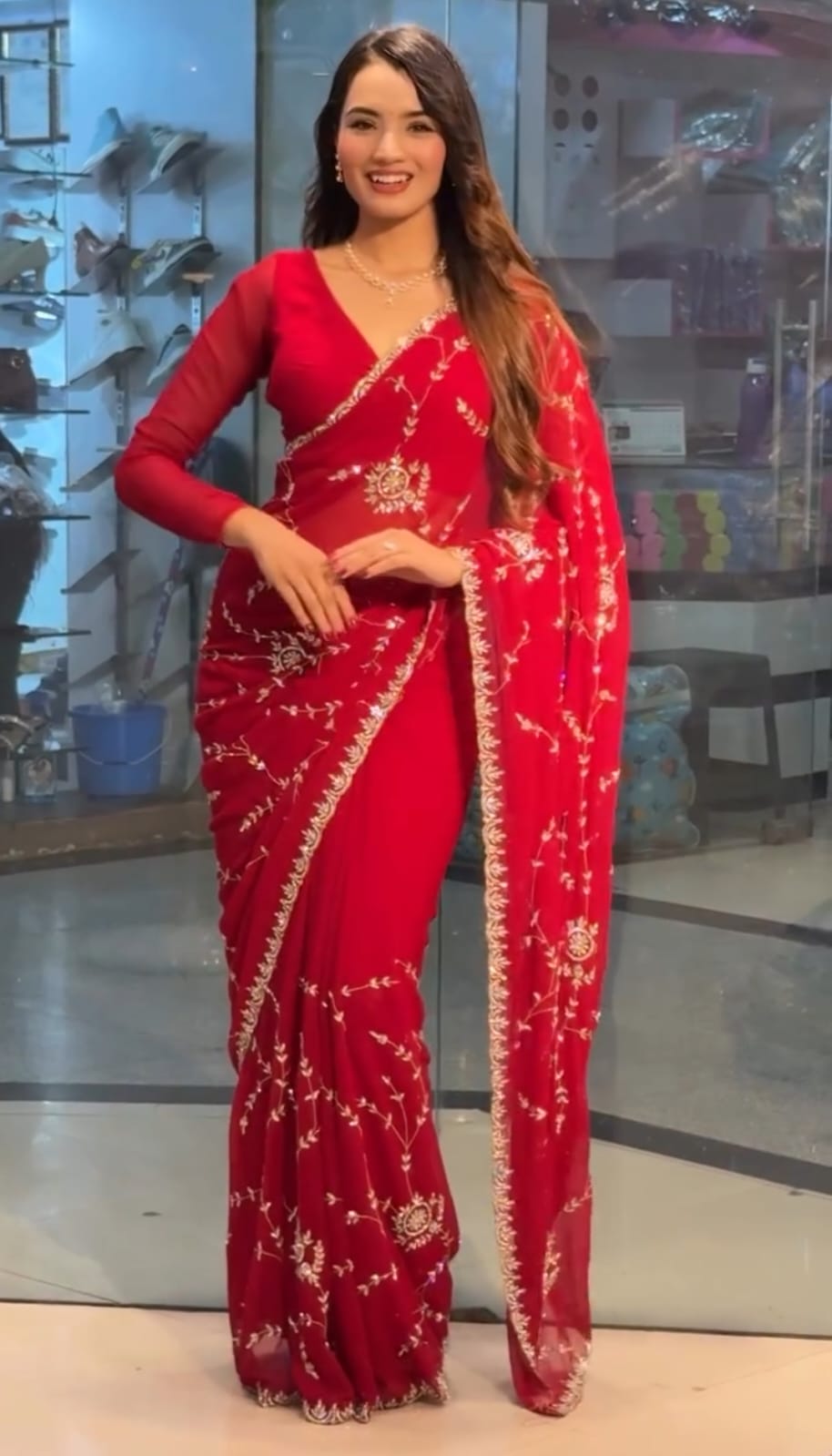 ইন্ডিয়ান জর্জেট শাড়ি