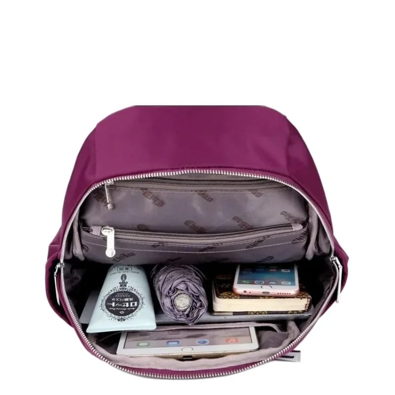 Nylon Backpack Durable Waterproof Casual Shoulder Bag (purple)