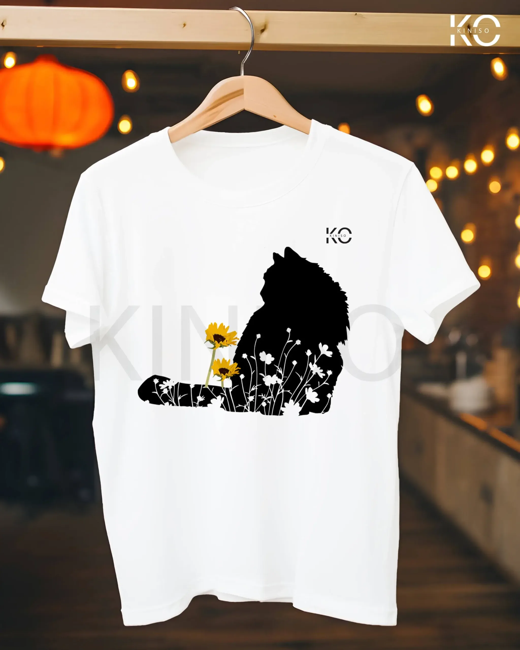 Cat in Flower Garden Print tees for Meow lover in Bangladesh