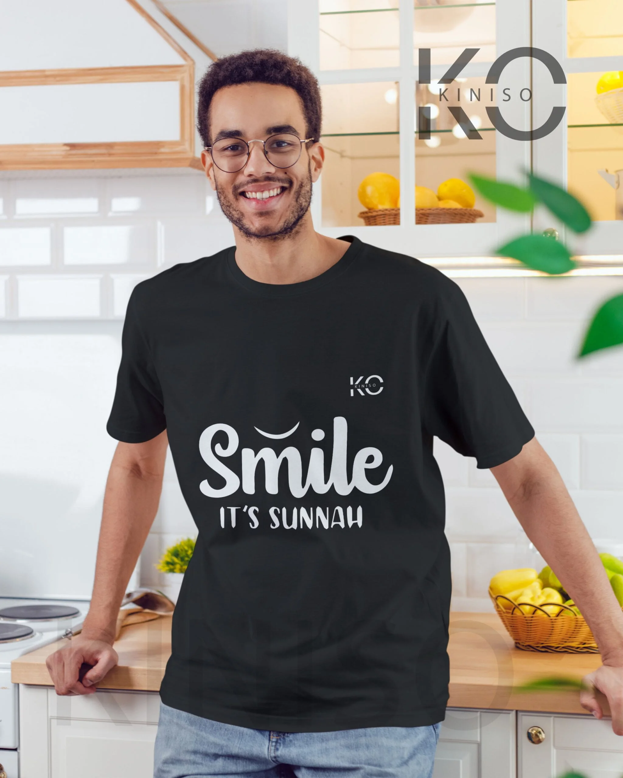Sunnah Islamic T-shirt Design – Smile It’s Sunnah – Modest Men’s Crew Neck Half Sleeve tshirt in Bangladesh