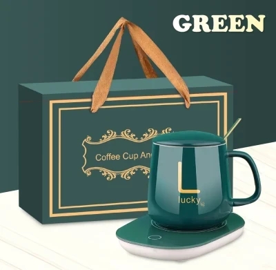 ?? ????_ Coffee Cup Warmer, Smart Thermostat Coaster 55 Degree Heating Automatic Thermostat Cup (Green) Modern Coffee Cup Saucer, For Home