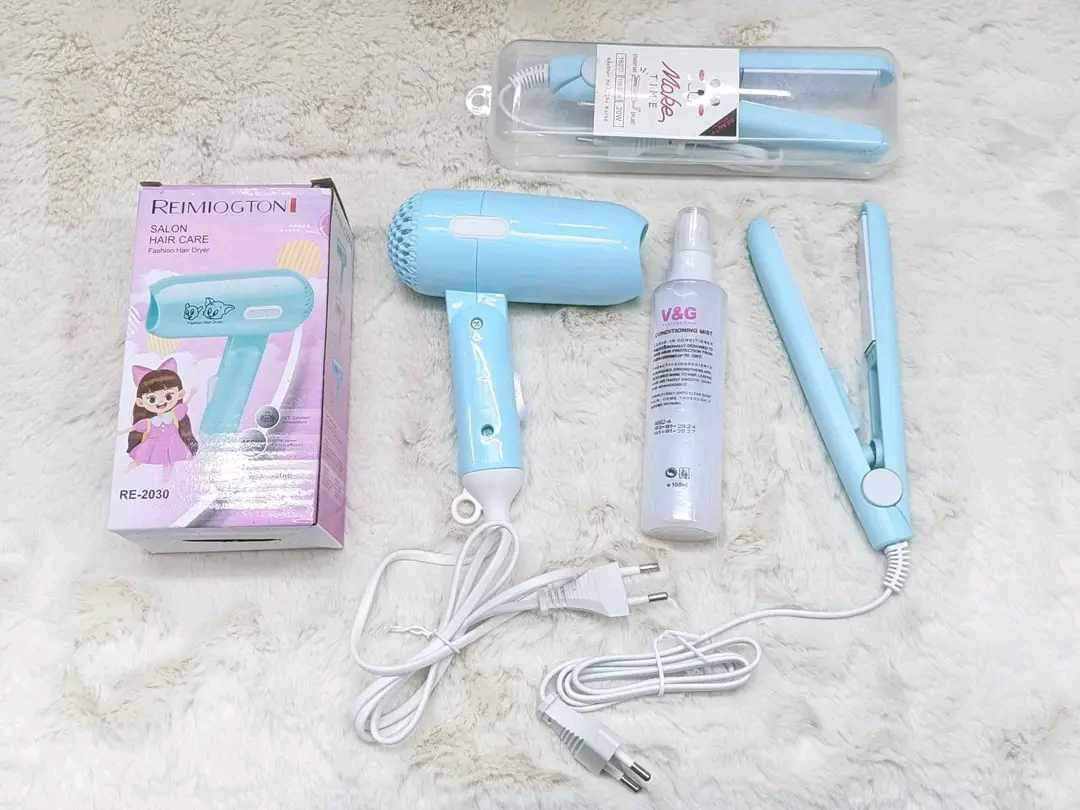 Mini hair dryer and Mini hair straightener Combo