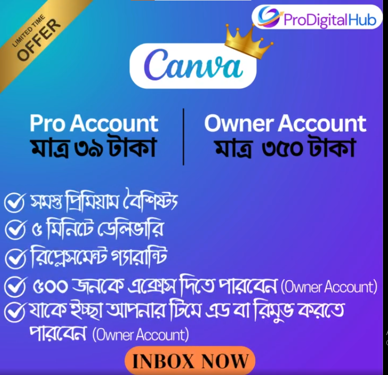 Canva Pro & Canva Owner Account