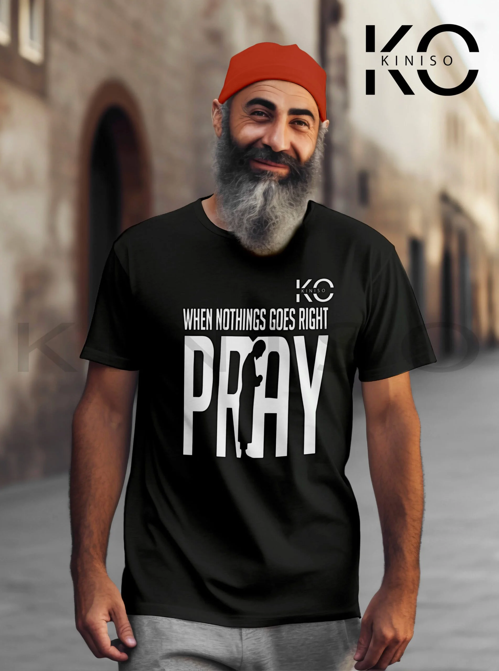 Islamic T-shirt – When Nothing Goes Right Pray – Modest Men’s Crew Neck Half Sleeve tshirt in BD