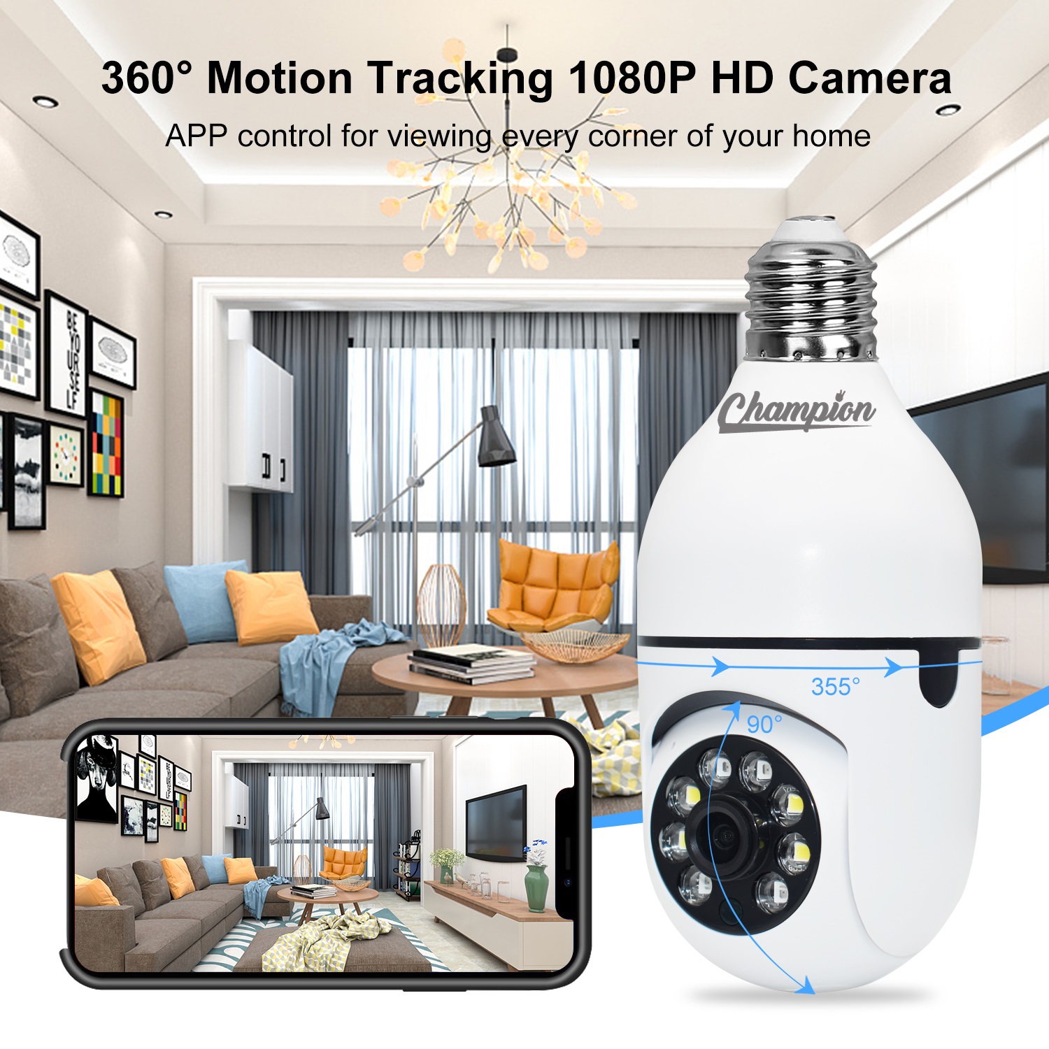 Champion PTZ Single Lens Bulb Wifi IP Camera