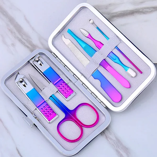 (Out Of Stock) Eagle Mouth Sharp Design Stainless Steel & Carbon Steel 7-Piece Manicure Set – Complete Nail Care Kit with Scissors, Clippers, and More