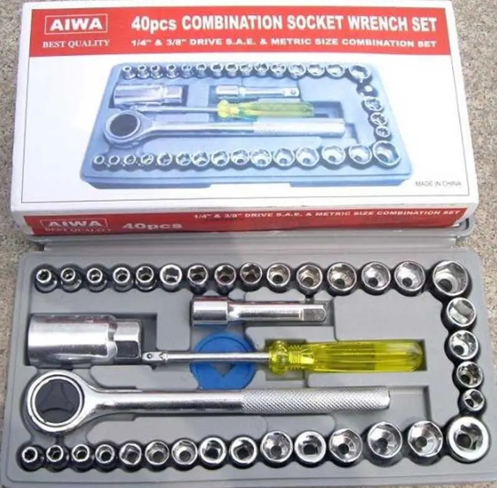 40 Pcs Combination Socket Wrench Set With Box – Silver