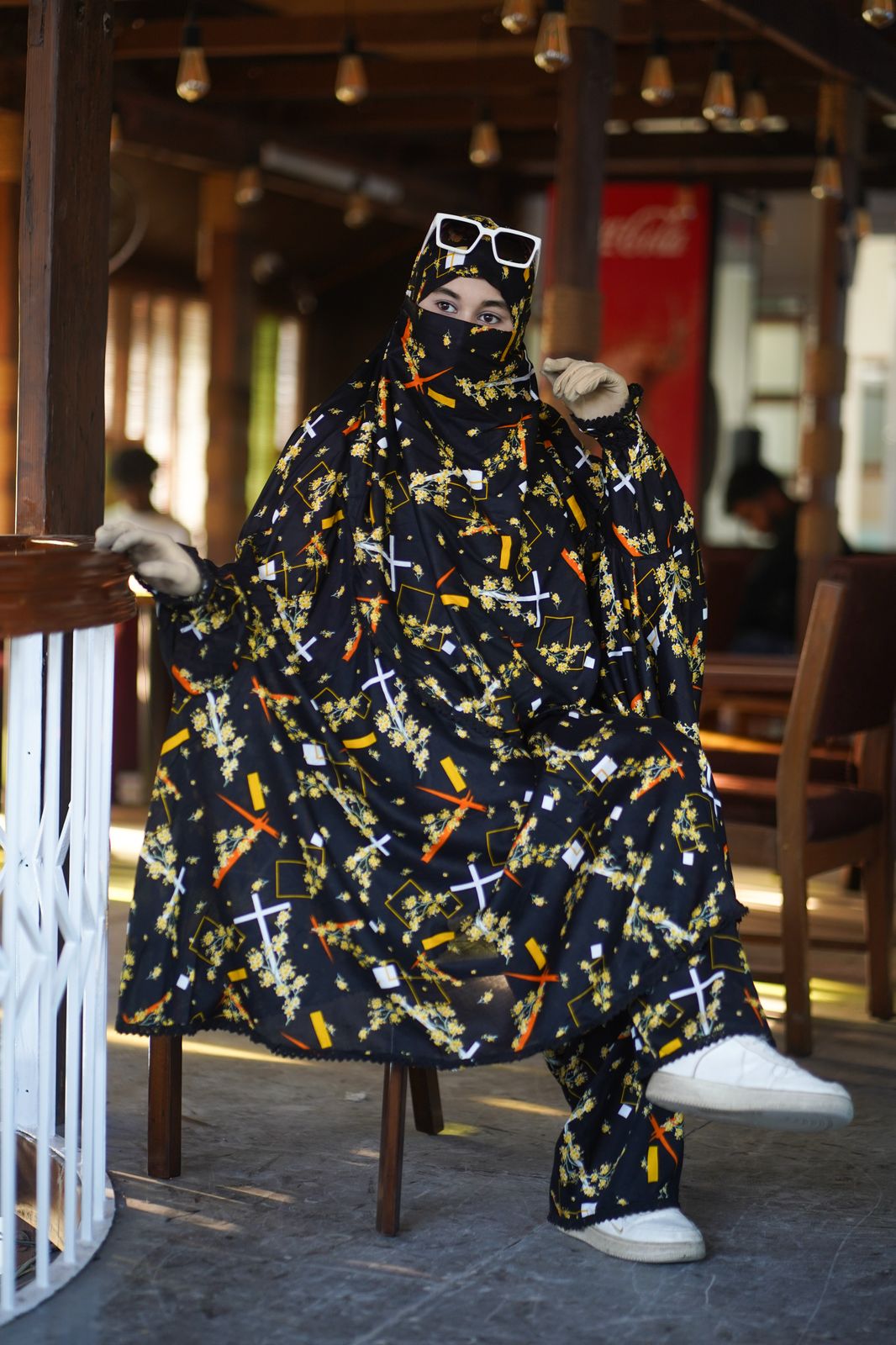 Elegant Palazzo long Khimar Set code:hknm