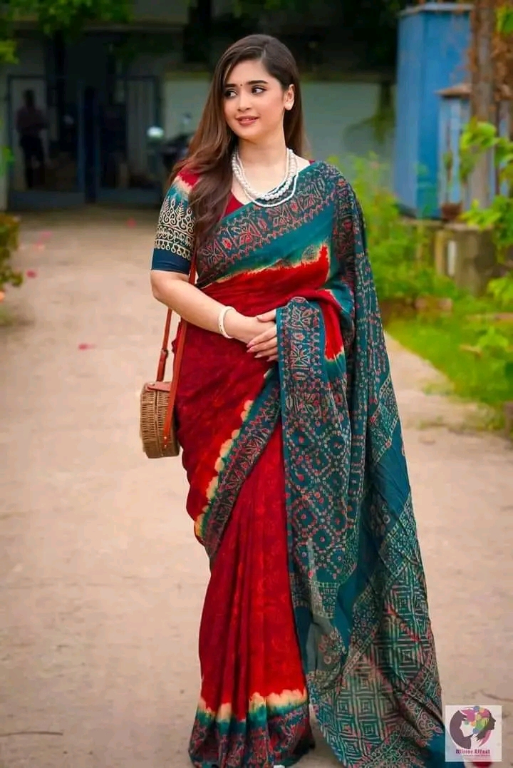 batik silk print saree