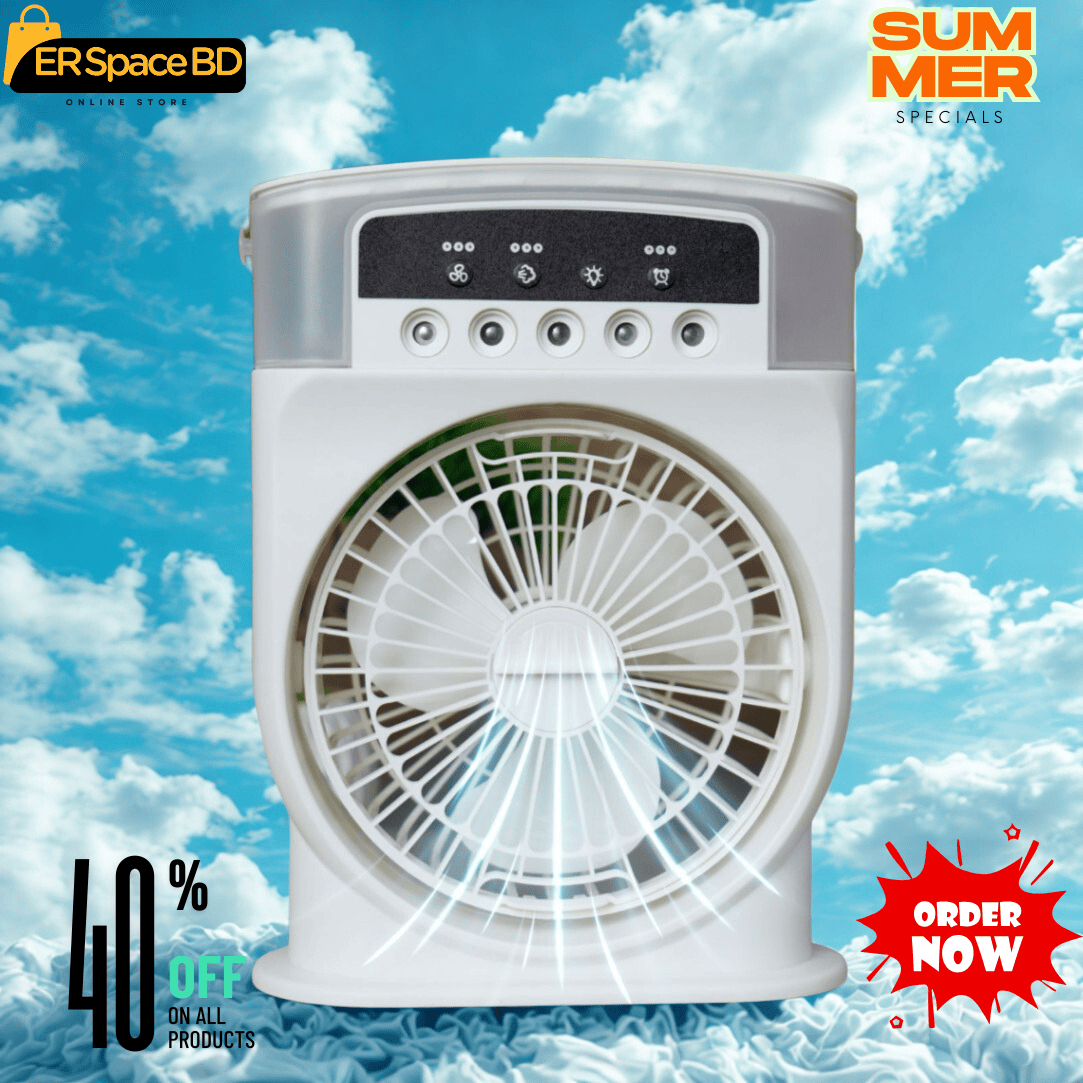 Rechargeable Air Cooler Fan With Mist Flow