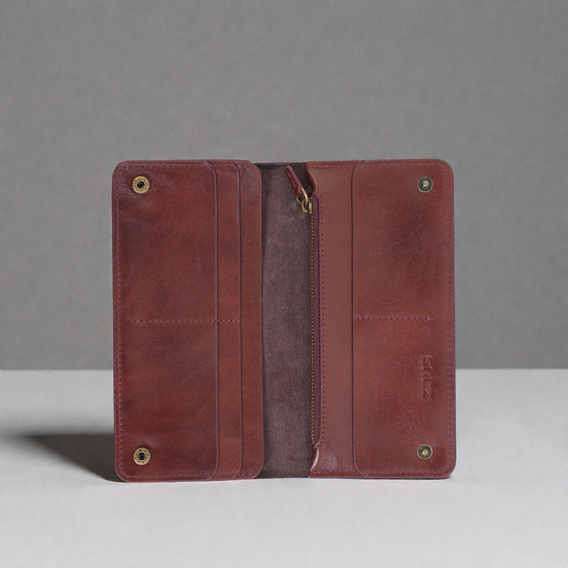 Zays Premium Genuine Leather Long Wallet for Unisex - Elegant Design Spacious Card and Mobile Slots - Durable Full Grain Leather (ZLW104-Chocolate)