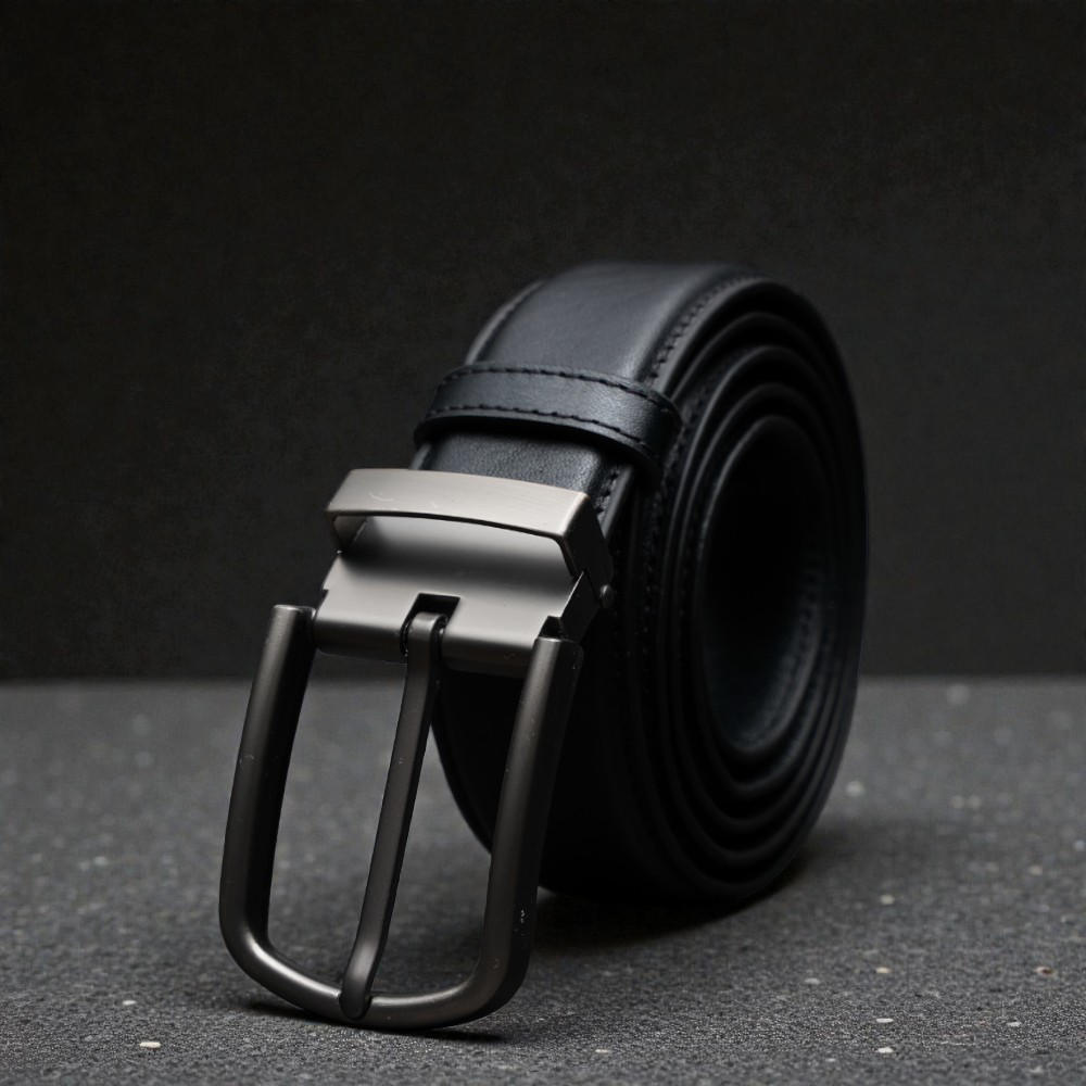 Zays Handcrafted Genuine Leather Belt for Men – Premium Quality, Adjustable, Stylish & Durable (BS103-BC102-Black)