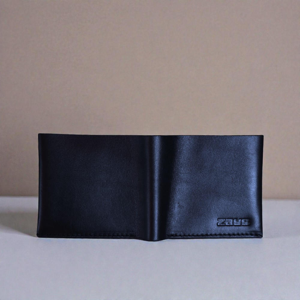 Zays Handcrafted Premium Eco-Friendly Leather Bifold Wallet - Slim Durable and Stylish Short Wallet for Unisex ZSW109-Black Suta