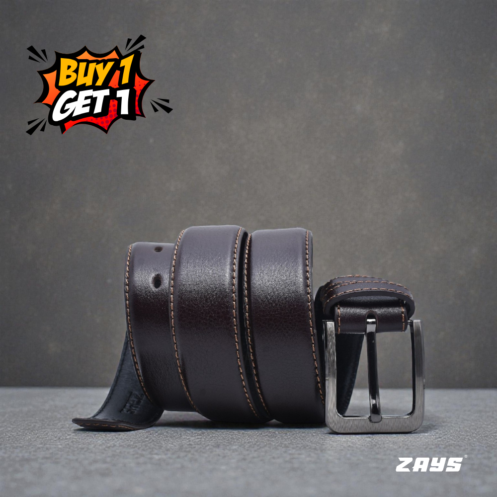Zays Special Buy1 Get1 Offer - Premium Leather Belt and Card Holder - Huge Savings on Quality Leather Accessories (ZCW108-ZMB102-Chocolate)